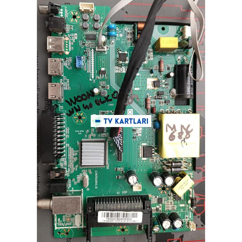 17AT010V1.0 , Y.M ANAKART 17AT010 40''-43 S2 V1.0 MNL , Y625330186A940 , Woon WN40DLK010/0202 Main Board , LSC400HN02-804
